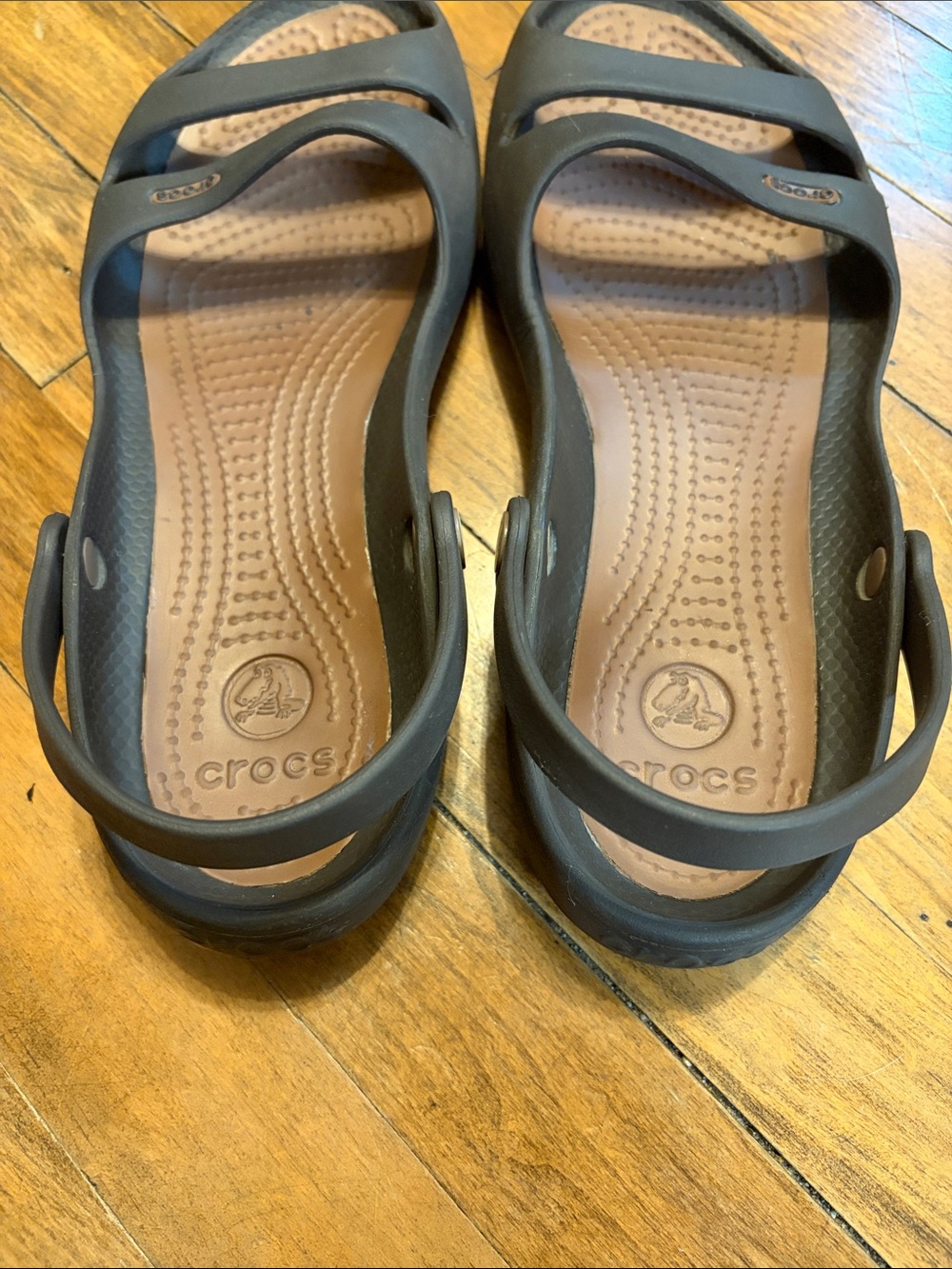 CROCS Women's Brown Slip-On Two-Strap Sandals - Picture 6 of 12